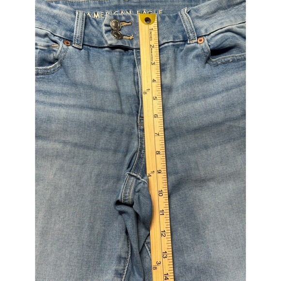 American Eagle Jeans Womens 8 Long Curvy High Rise Skinny Kick Light Wash Denim - Picture 12 of 13